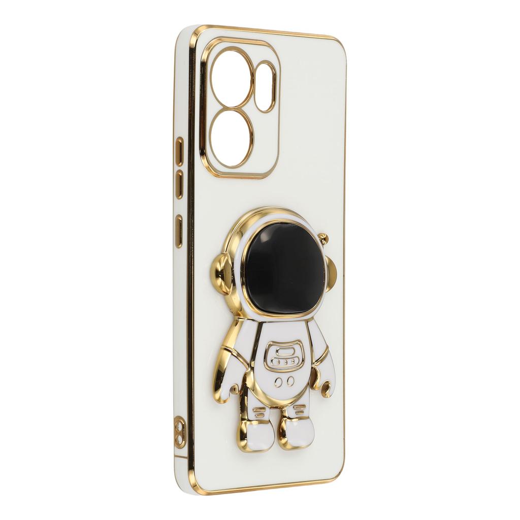 For Oppo Reno13 F 4G/5G Case Electroplating Soft TPU Phone Cover with Astronaut Hidden Kickstand