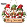 Decorative Christmas Gnome Craft Wooden Hanging Pendant, Cartoon Ornament, Merry Gift for Family Door Sign Home Shop Holiday Party Decoration