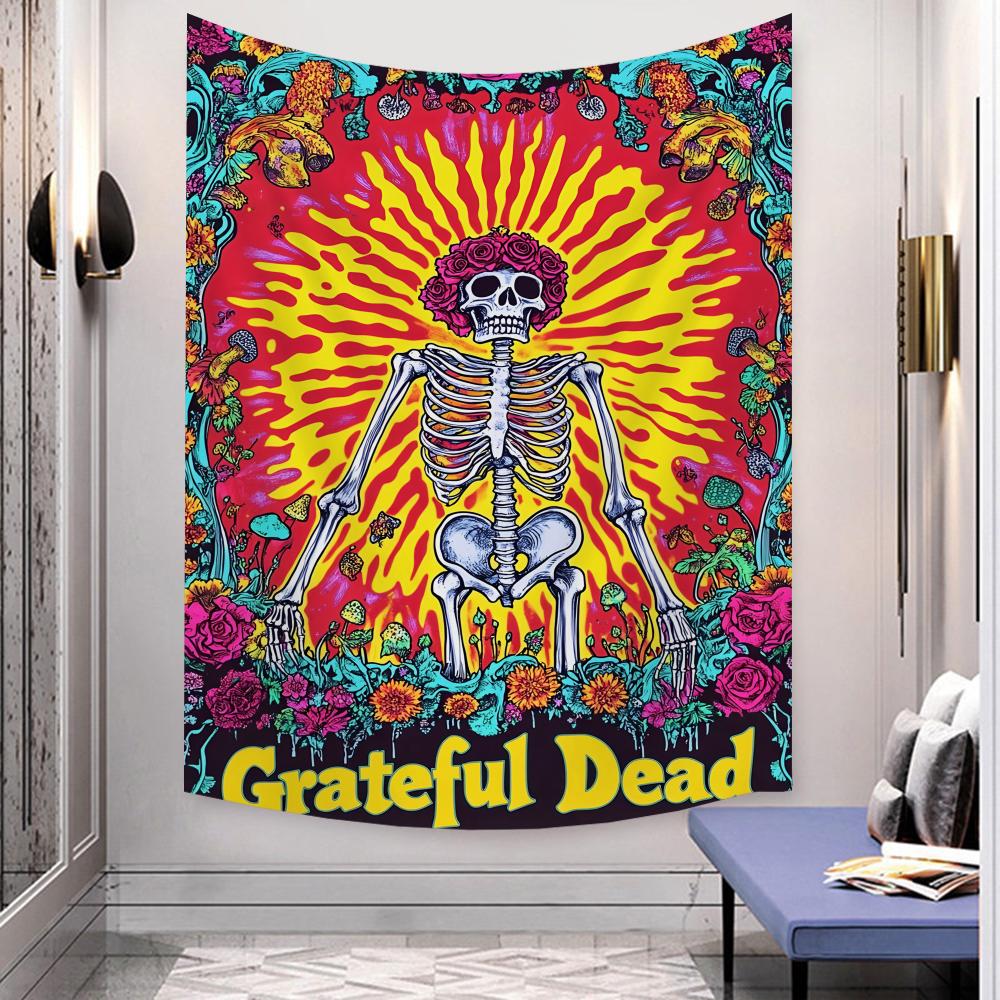 Rock Band GGrateful Dead Tapestry Microfiber Wall Hanging For Bedroom Living Room Decor Outdoor Festival Garden Bar Background