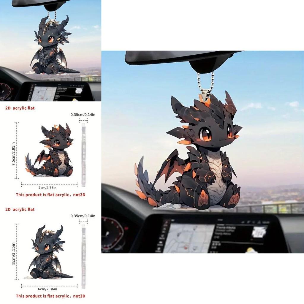 Acrylic Black Dragon Cartoon Car Charm Pendant For Stylish Vehicle Decoration