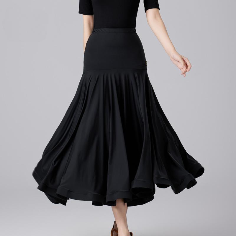 Gonna Moderna a Svasatura da Donna Pratica di Danza da Sala Valzer Gonna Lunga con Volant Donna Mezza Gonna da Sala da Ballo Colore Unico Abiti Lunghi