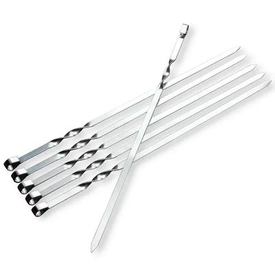 Zestaw 6 szpikulców do grilla ze stali nierdzewnej, idealny na pikniki i grille na świeżym powietrzu, wygodny do grillowania różnych składników