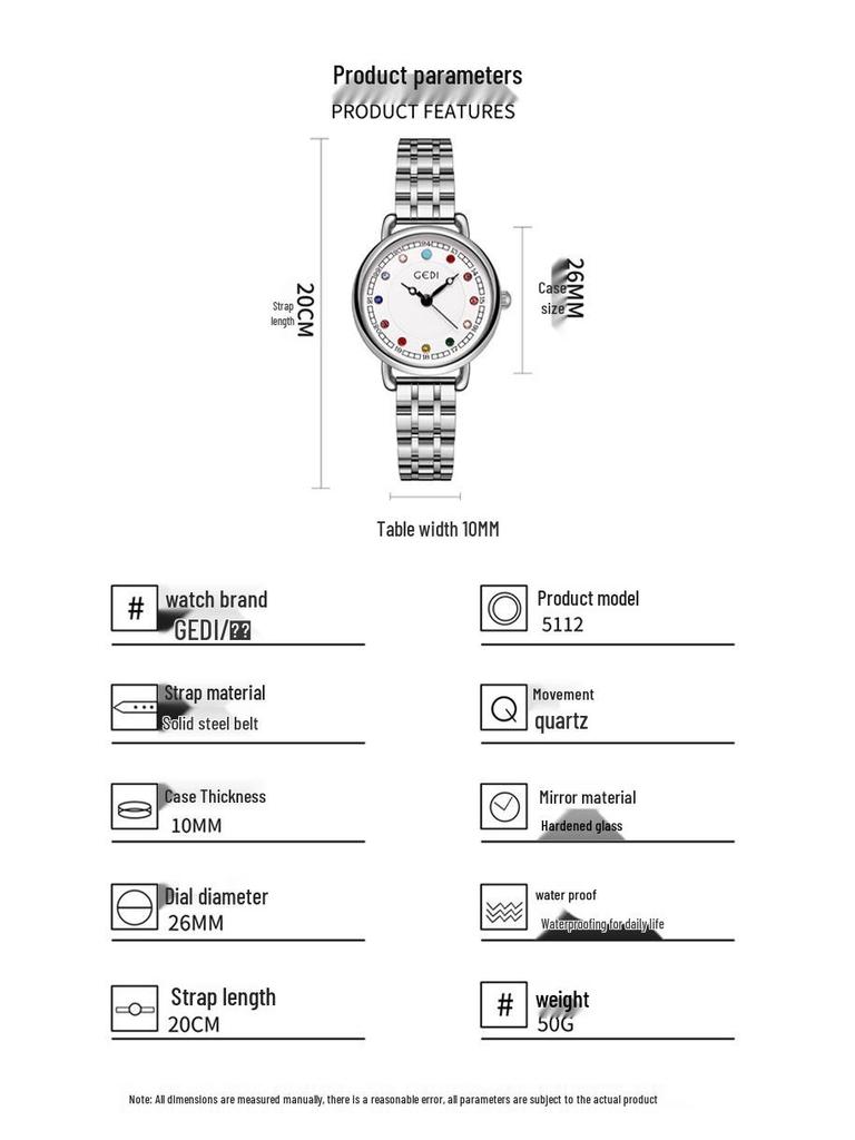 Niche Women's Luxury Steel Band Birthstone Waterproof Quartz Watch