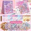 Kawaii PET Miniature Scene Collection Cartoon DIY Landscape Sticker Book 3D Visual Stacking Tent Sticker Decoration Kids