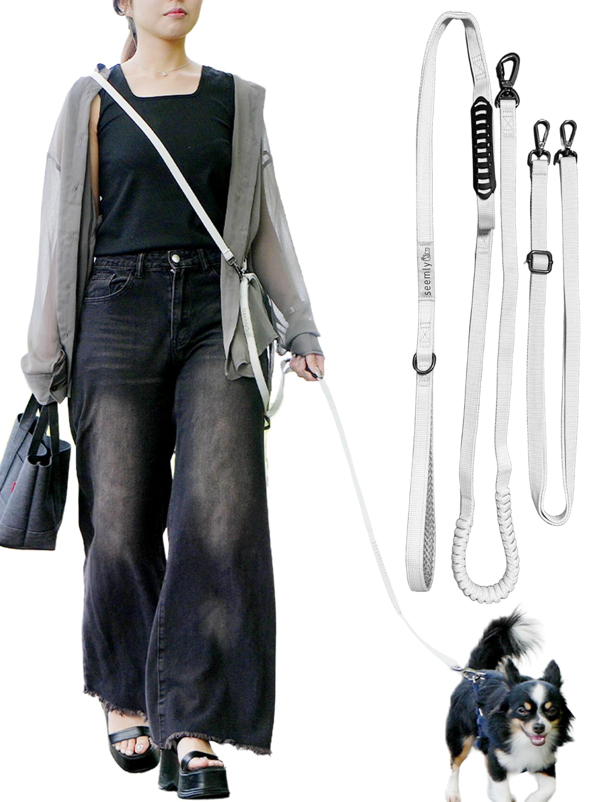 

Собачий поводок для владельцев, живущих со щенками и пожилыми собаками, эластичный для более расслабленного образа жизни и снятия нагрузки с талии и плеч, подходит для маленьких собак