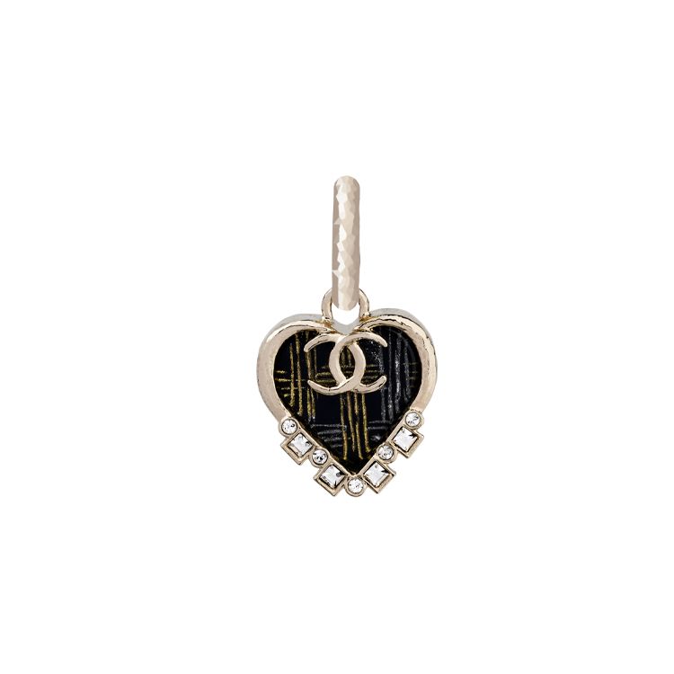 

Chanel Classic Double C Logo Heart Checkered Rhinestone Earrings Women Earrings AB6683-B06192-ND235 Box+Padding Board,F,Black/Gold