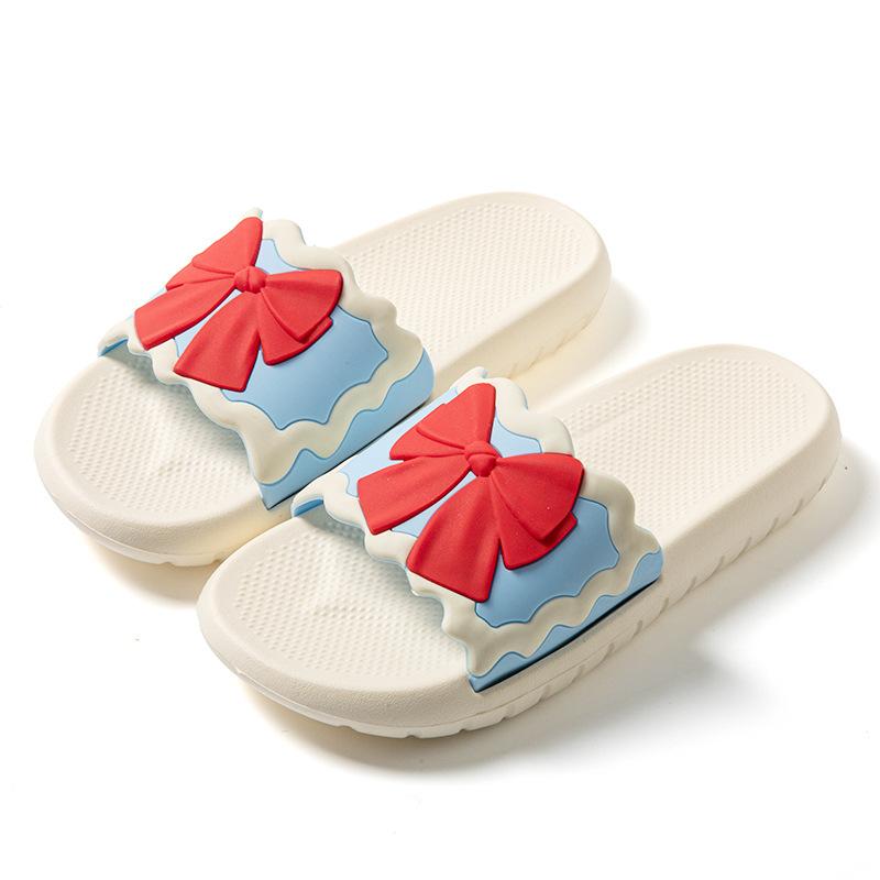 2025 New Women's Bow Cool Slippers On the Run Princess Non-slip Silent Home Flat Bathroom Slippers