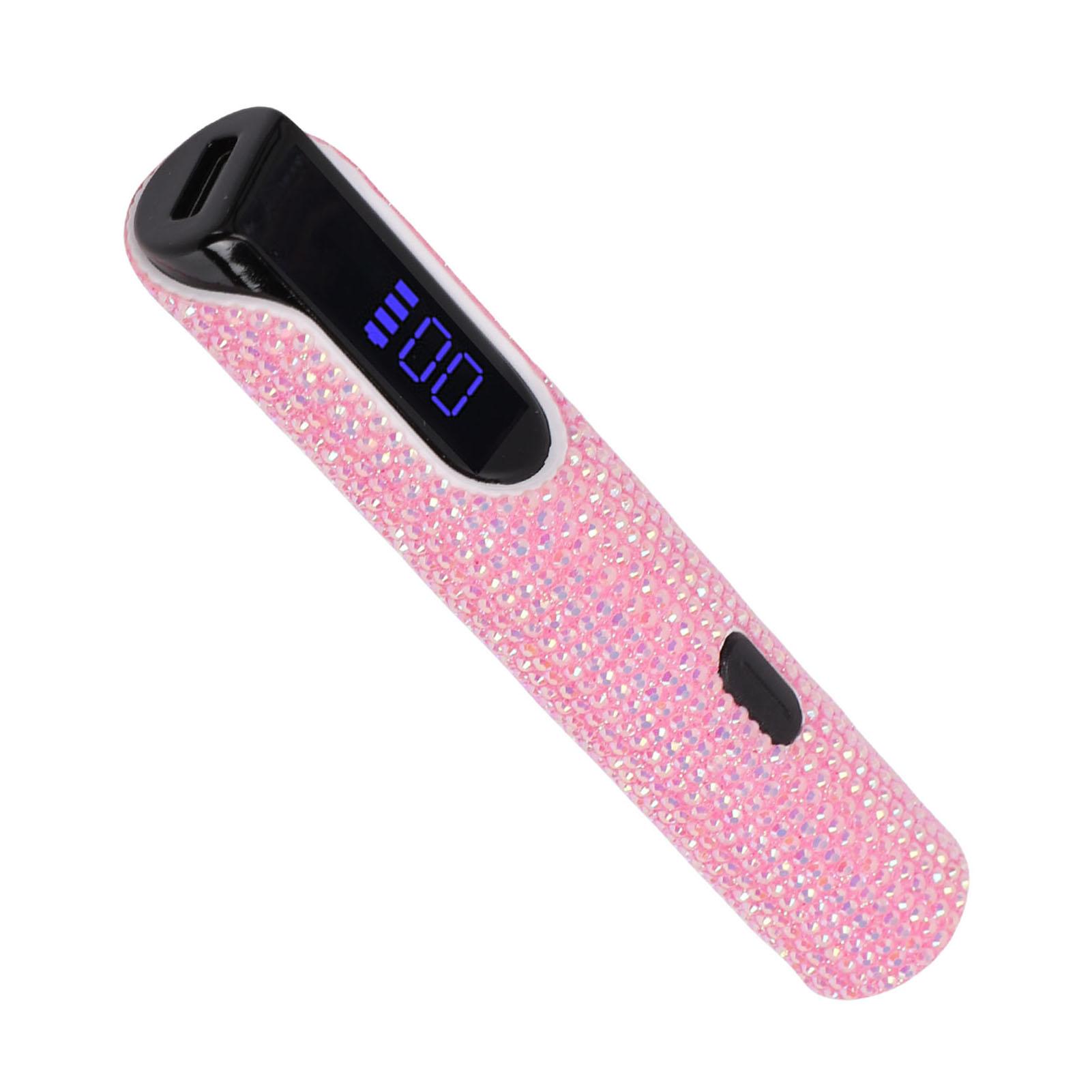 

Handheld Nail Lamp Fast Curing Portable Cordless Gel Nail Dryer with 2 Timer Settings LED Display Pink Rhinestones