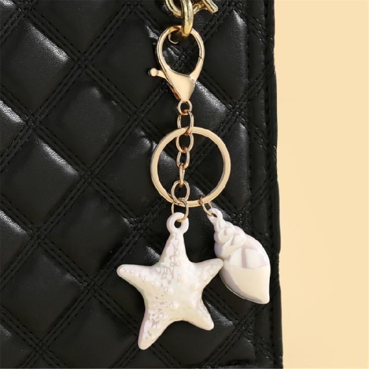 Stylish Beach Inspired Shell Keychain Conch Starfish Star Pendant Keyring Charm Fashionable Sea Inspired Jewelry