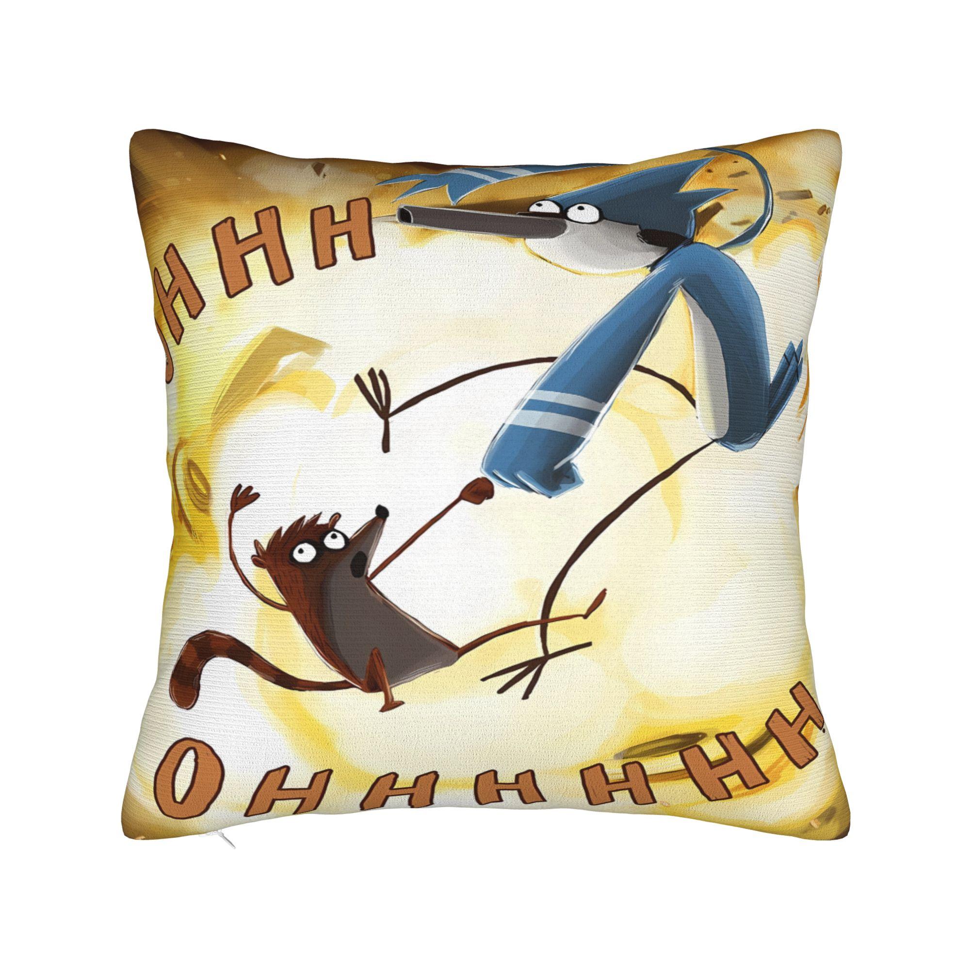 

Mordecai and Rigby Pillow Cover R-Regulars Anime Show Comfy Cushion Cover Funny Pillow Case For Living Room Chair 30cmx30cm