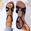 Fashion Ladies Shoes 2024 Hot Sale Elastic Band Women's Sandals Fashion Metal Decoration Daily Sandals Women New Round Toe Flat Sandals
