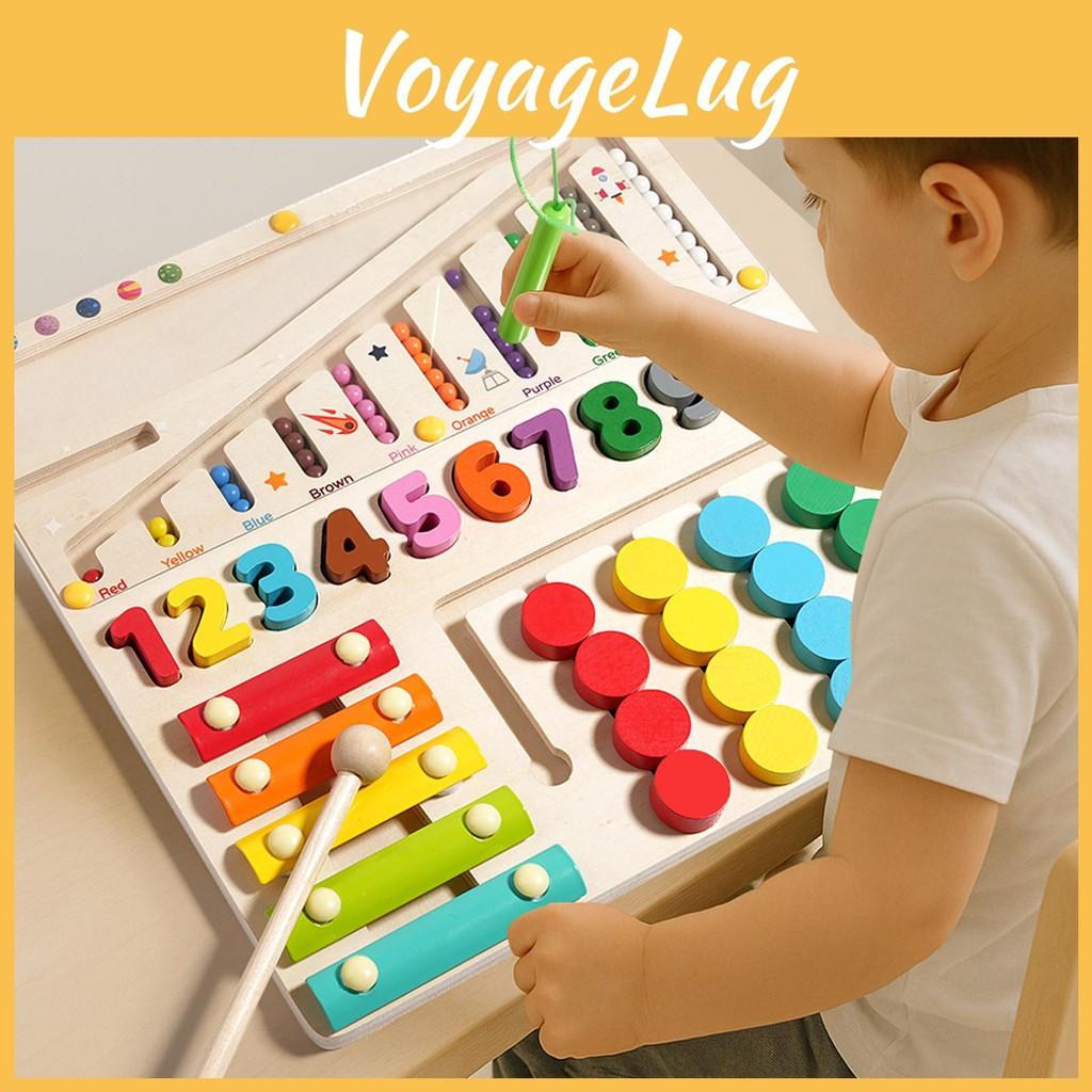 Wooden Interactive Magnetic Puzzle Board Kids Hand Eye Education Coordination