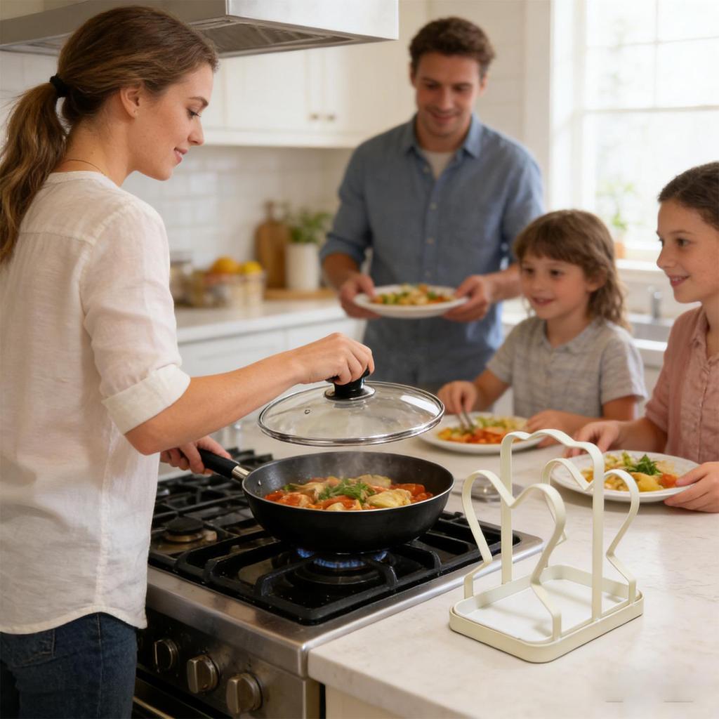 Pot Lid Organizer Non-Slip Waterproof Space Saving Tool Pan Lid Organizer For Pans Kitchen Cooking Countertops Cabinet Indoor