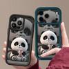 Milk tea-drinking Panda Pattern Case For iPhone 17 Pro Max Funda Shockproof Bumper Cover For iPhone 16 Pro Max 15 14 13 12 11 Air 16E