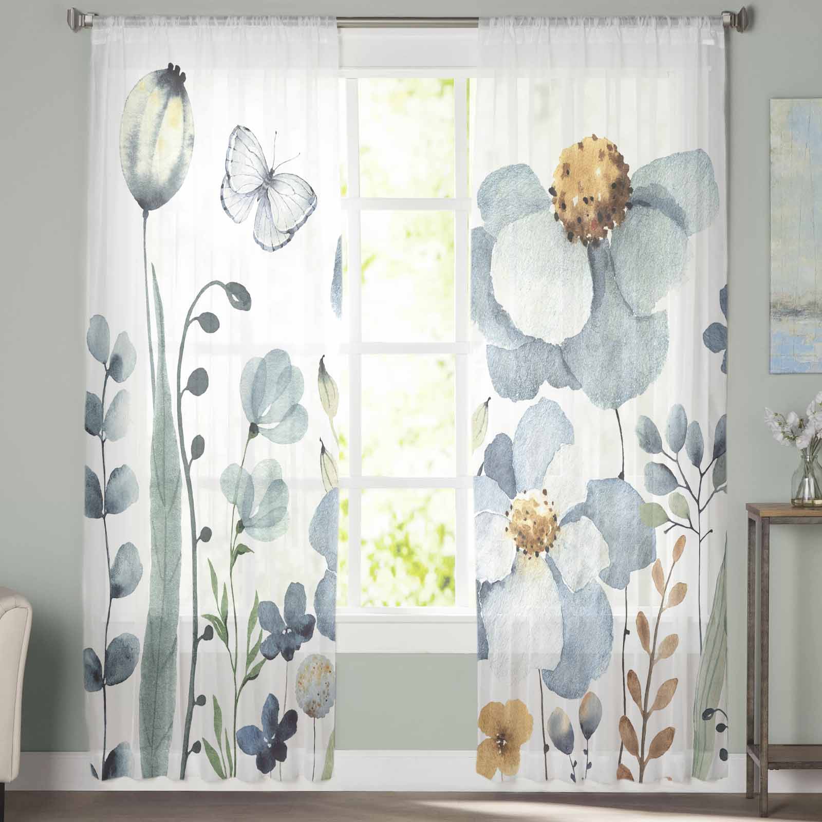 Летние цветы и растения тюлевые оконные шторы для спальни роскошный домашний декор шторы — фото 3