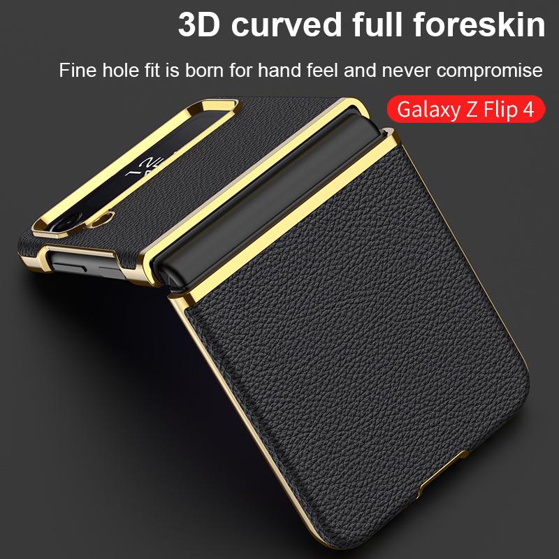 Samsung Galaxy Z Flip 4 5g Kılıf Kaplama 3d Yüzey Düz Deri Mat Sert Pc Anti-Fall Kılıf Galaxy Z Flip 4 5g Fundas için