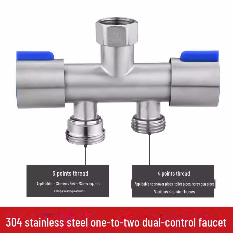 Triangle Valve: 3-Way Diverter with Dual Outlets for Double Washing Machine Connection and Toilet Switch