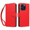 For iPhone 15 Pro Case RFID Blocking PU Leather Wallet Flip Phone Cover with Wrist Strap