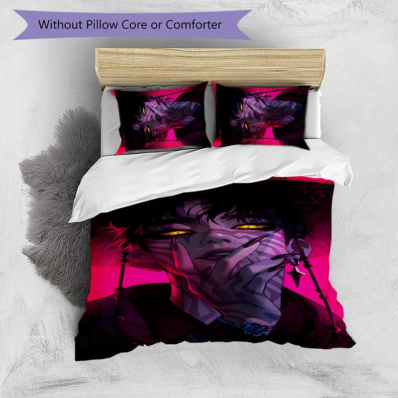 KPOP Hunter 3-teiliges Bettwäsche-Set Bettbezug Verschluss Enthält 1 Bettbezug & 2 Kissenbezüge für Alle Jahreszeiten Schlafzimmer Zuhause Wohnheim Dekor