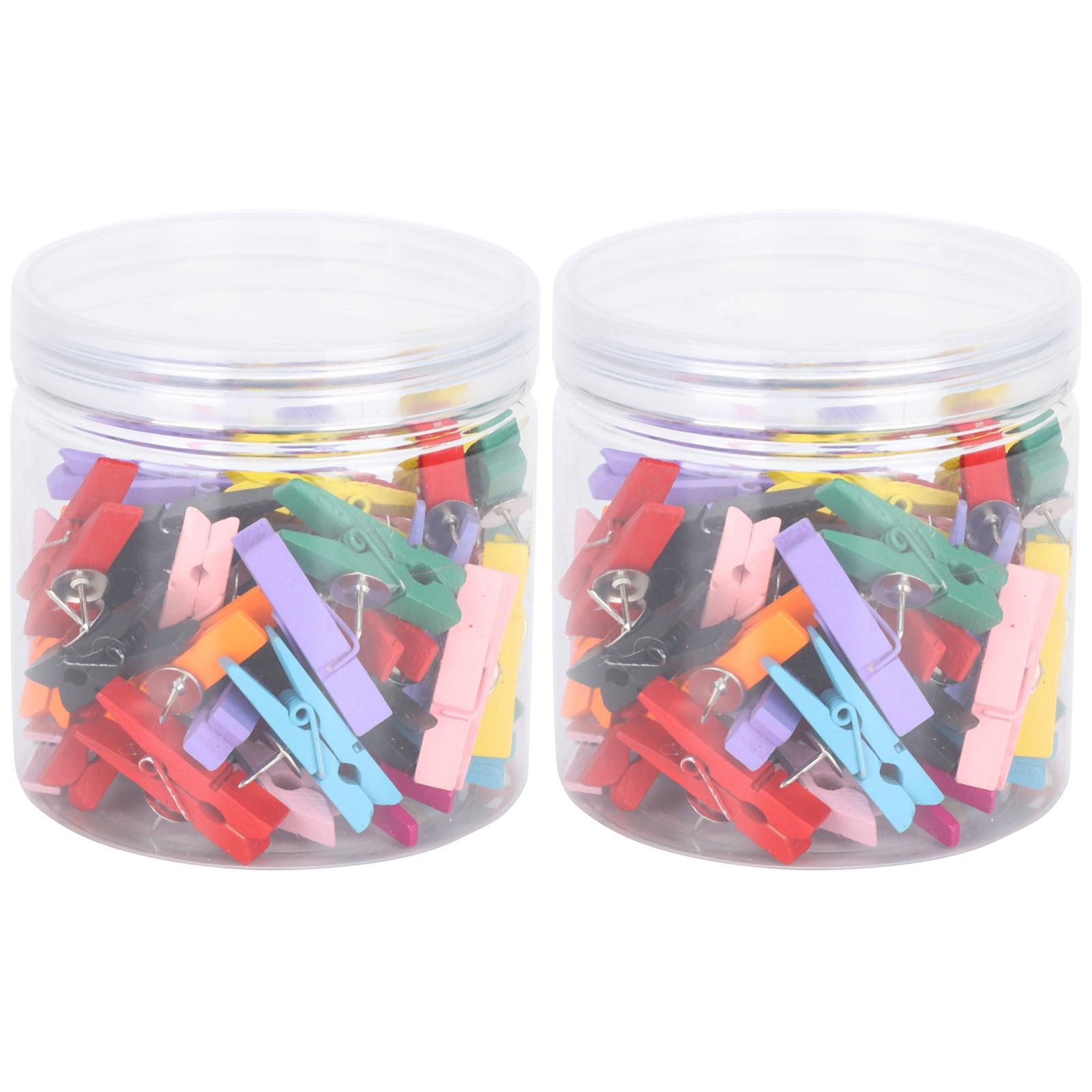 

100pcs Push Pins Clips Small Mini Colorful Picture Photo Clips Wooden Crafts Clips