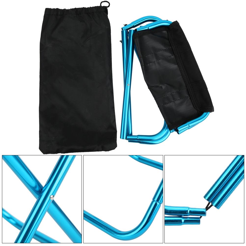Blauer Outdoor Mini Faltstuhl Tragbarer Camping Aluminiumlegierung Klappstuhl zum Angeln Klettern