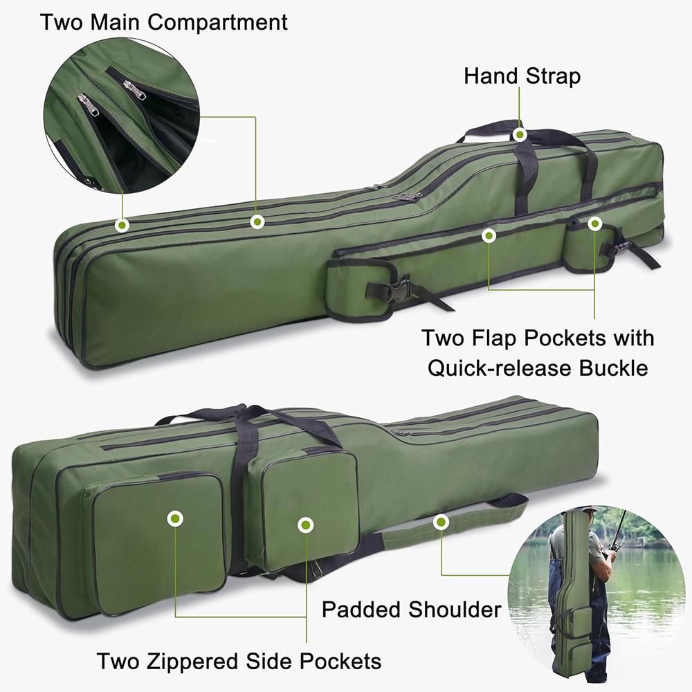 1Pcs Fishing Rod Case Portable Fishing Pole Bag Case 4.27ft Waterproof Fishing Rod Reel Carrier Bag Fishing Tackle Storage Bag