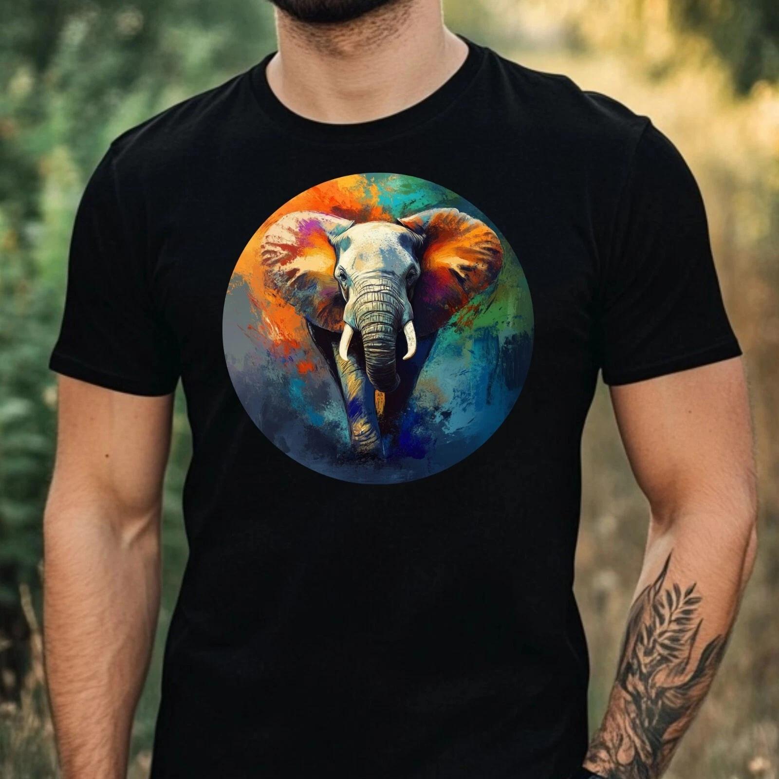 T-Shirt Herren Elefant Portrait Motiv Baumwolle Größe XS bis 5XL XL
