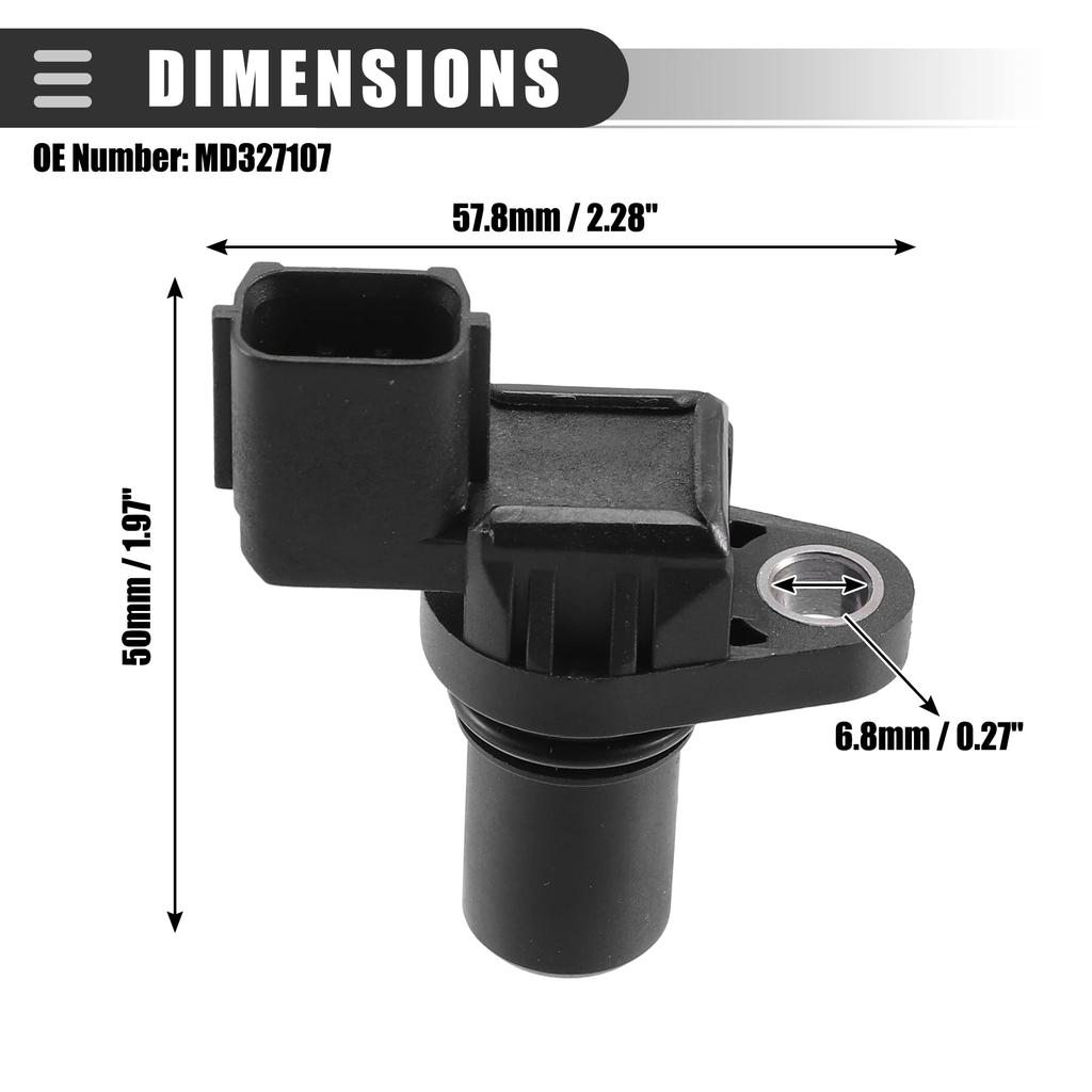 uxcell Camshaft Position Sensor for Mitsu bishi Eclipse 1996-2005 ABS MD327107 Black