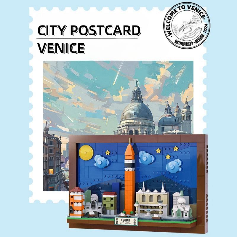 Non-Toxic 580Pcs Venice City Postcard Building Blocks Hanging Mural Toys Children'S Assembly Building Blocks Adult Gifts Bricks Toys 4928