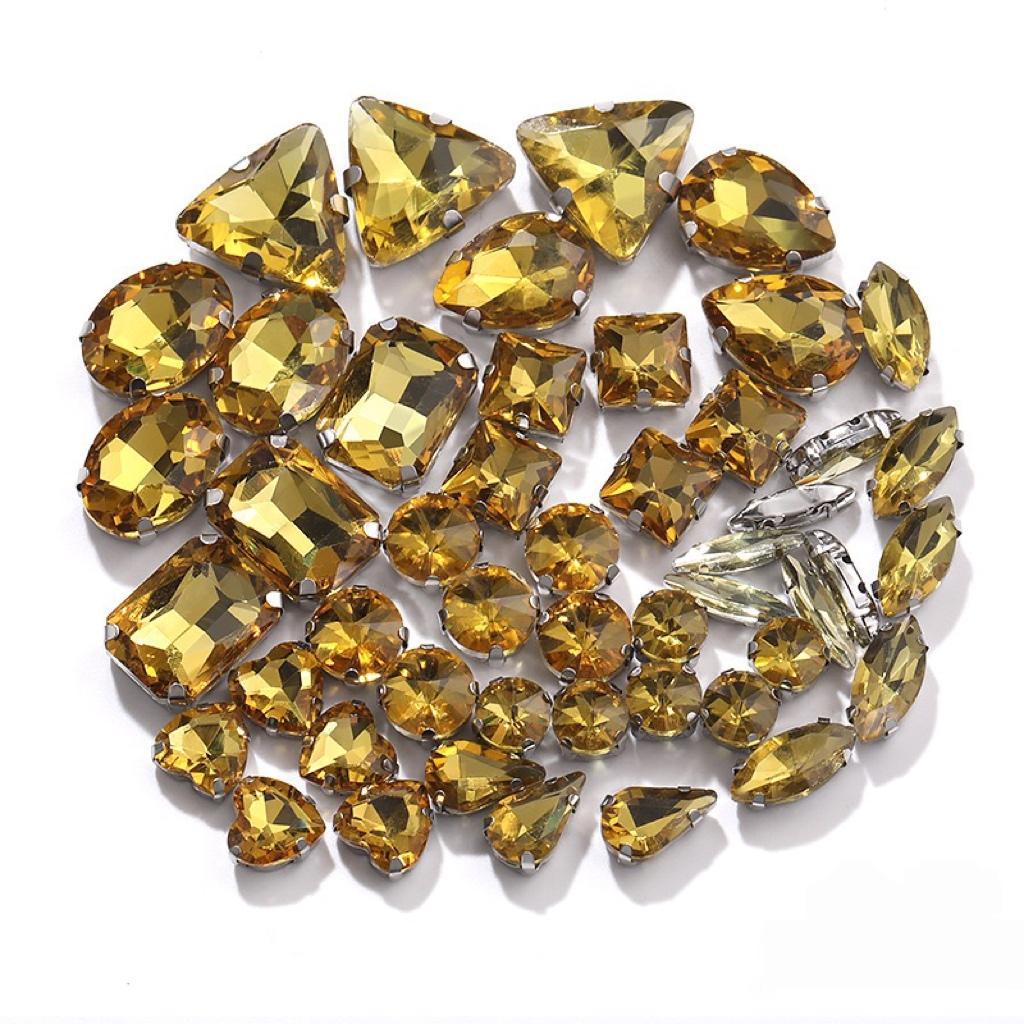 Factory Hot Sale Rhinestones Popular Colors Mix Shapes Sew On Rhinestones Claw Glass Rhinestones for Wedding Dress