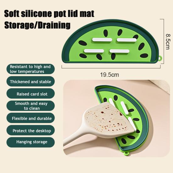 Topfdeckelhalter Wassermelonenform Küchenhelfer Hitzebeständige Silikon-Topfunterlage Mehrzweck-Isolierung Topfabdeckung Rutschfest