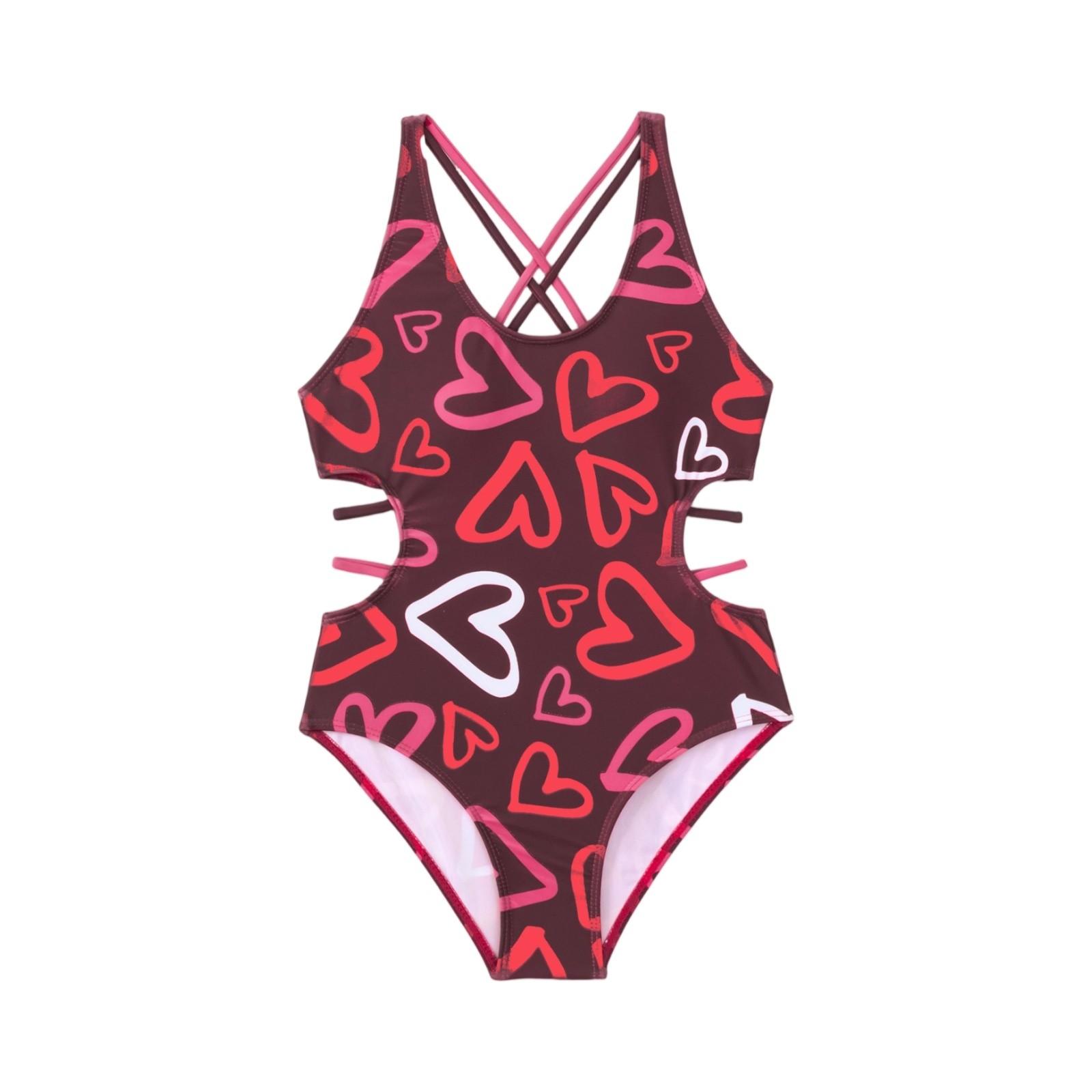 

Летний слитный купальник для девочек - Купальники 11 винный