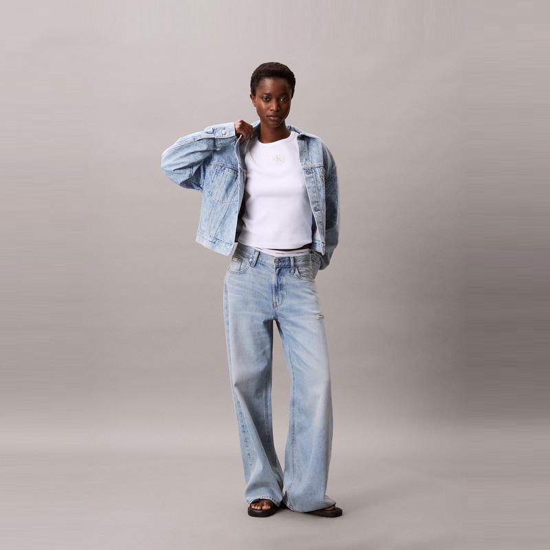 Calvin Klein Amerikanischer Stil Retro-Print Baumwoll-Denimjacke Damenjacke 47C782G