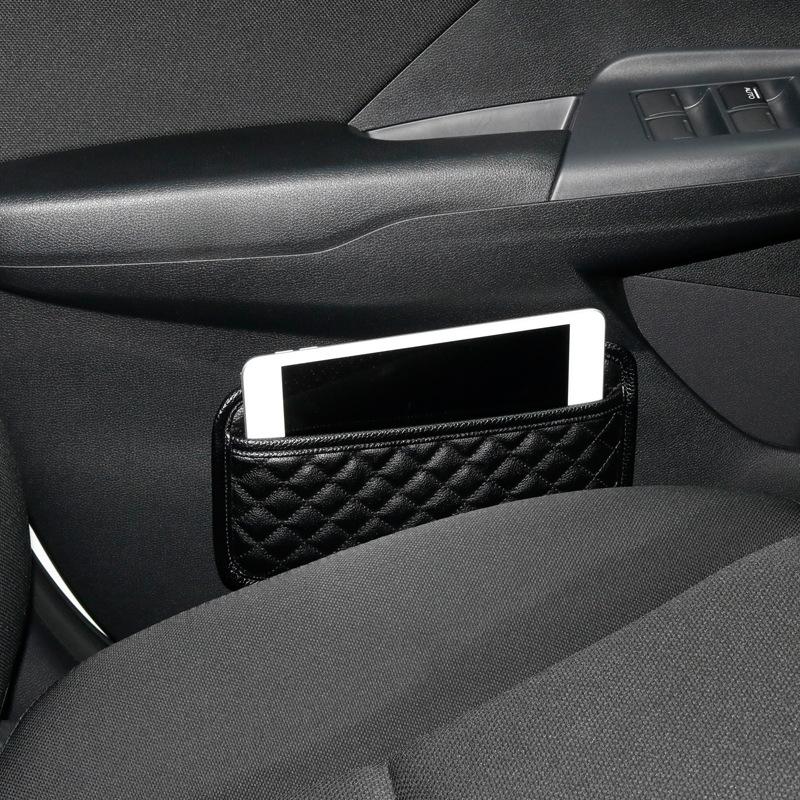 Faux Leather Car Organizers Pocket Bags For Car Storage Box Collecting Bag For Cards Phone Key Sticky Pouch In Car Interior