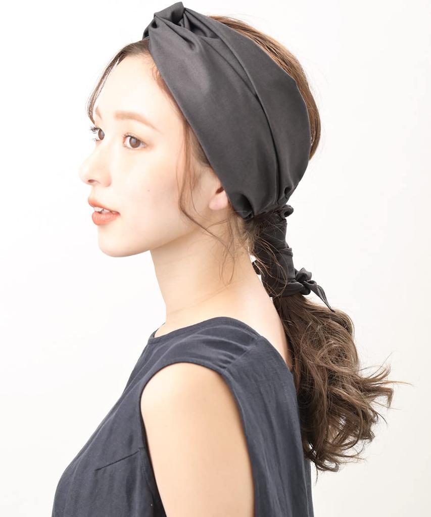VINGTAINE Simple Hair Adult Headband, Turban, Wrap-around Ribbon, Comfortable, Natural, Accessory, Casual, Gift, HB-126-GY