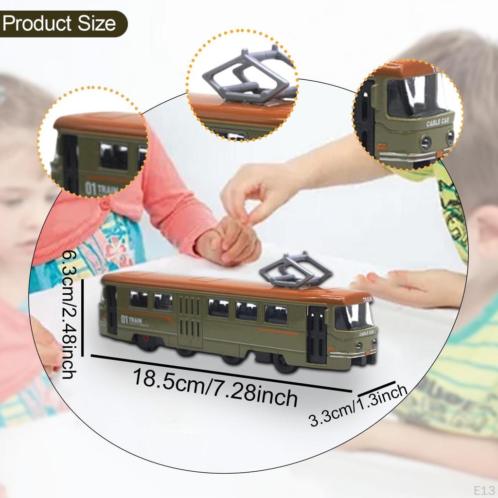 Classic Tram Model Vehicles Toy 1:90 Scale Collection Interactive Decorative Photography Prop with 2