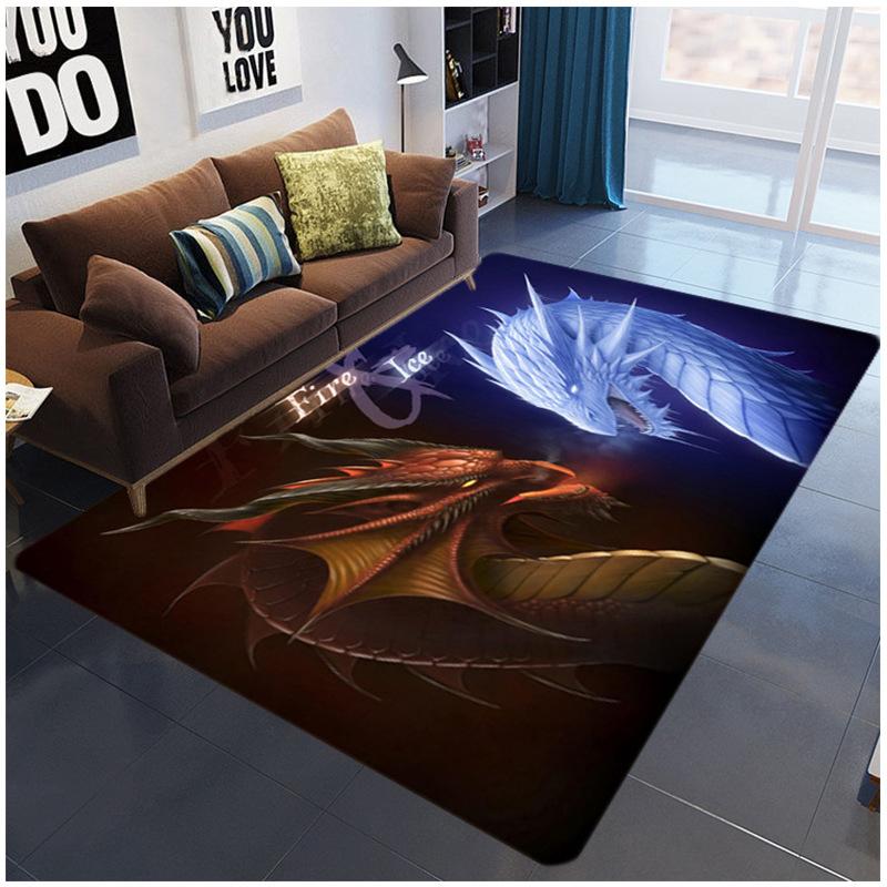 Flame 3D Printed Living Room Carpet, Crystal Velvet Bedroom Floor Mat