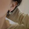 Elegant Chinese Style Imitation Hetian Jade Peace Buckle Earrings for Women - Pair of Round Earrings