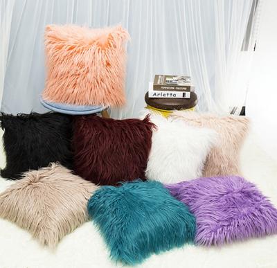 45x45cm Artificial Wool Fur Sheepskin Cushion Cover Hairy Faux Plain Fluffy Soft Throw Pillowcase Washable Square Pillow Case