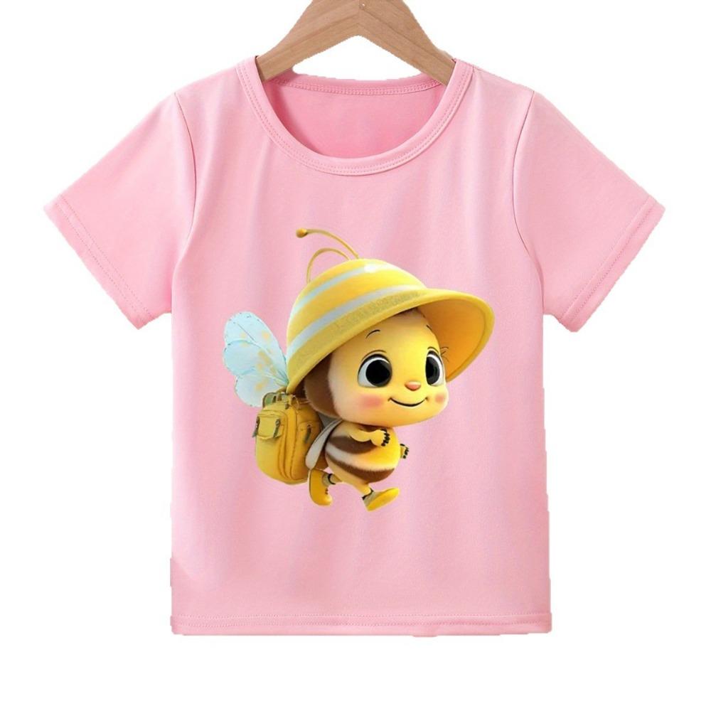 

Cartoon print short-sleeved T-shirt for children with bee print 100
