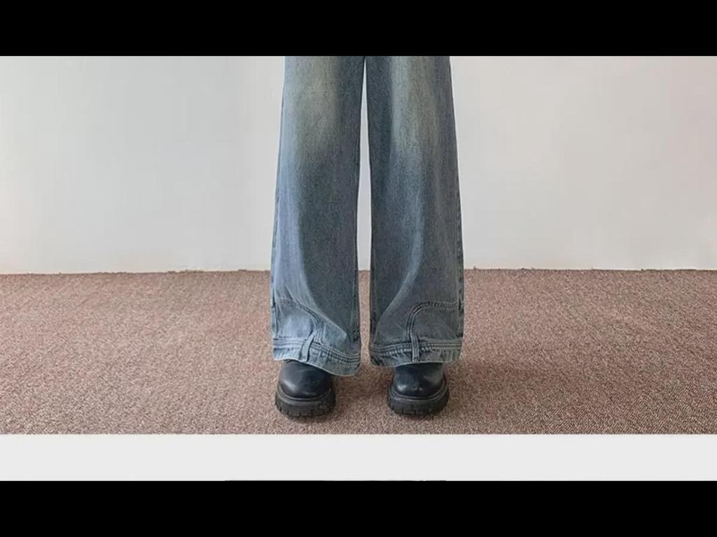 Inverted Design Hip-Hop Street Jeans for Men - Loose, Straight Fit