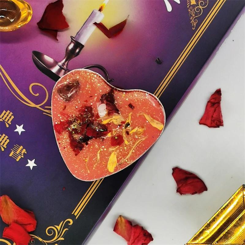 Mini Manifestation Candles Herbal Intention Candle Unscented Spell Dried Flowers Candles with Crystal Tea Lights