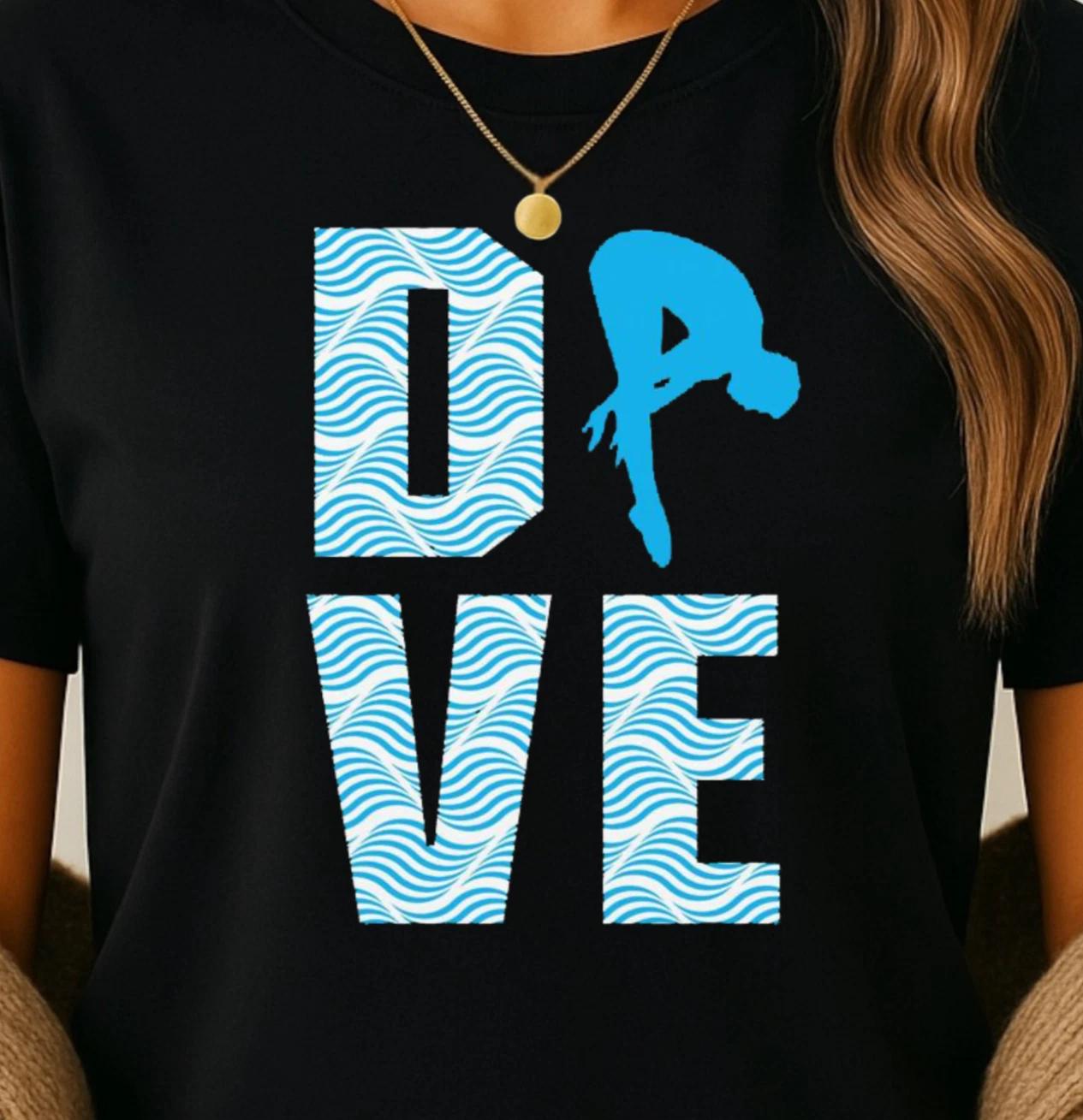 DIVE Wave Pattern Tee | Gift for Divers, Diving Team T-Shirt, Practice Shirt L