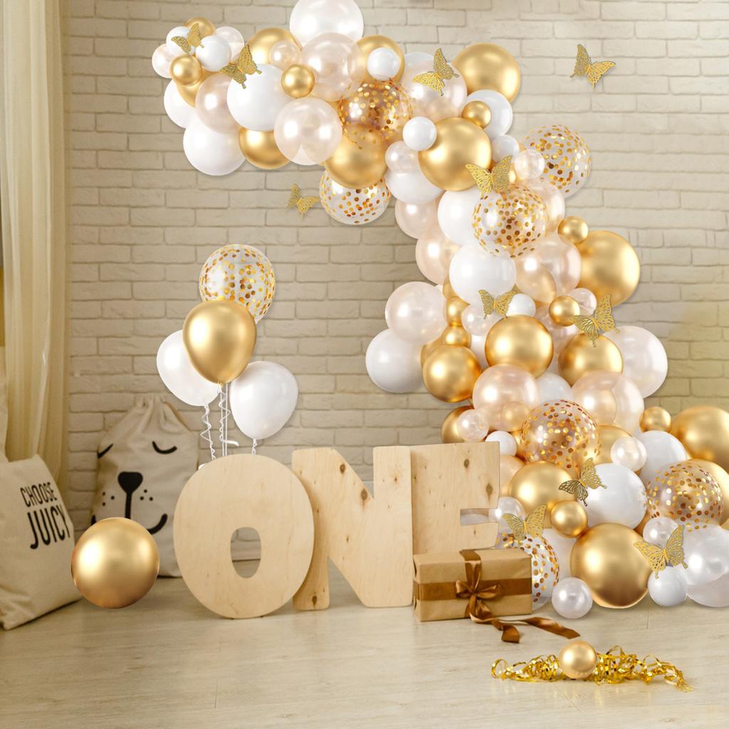 White Gold Balloon Garland Arch Confetti Latex Baloons Graduation Happy 30th 40th 50th Birthday Party Decor Adults Baby Shower