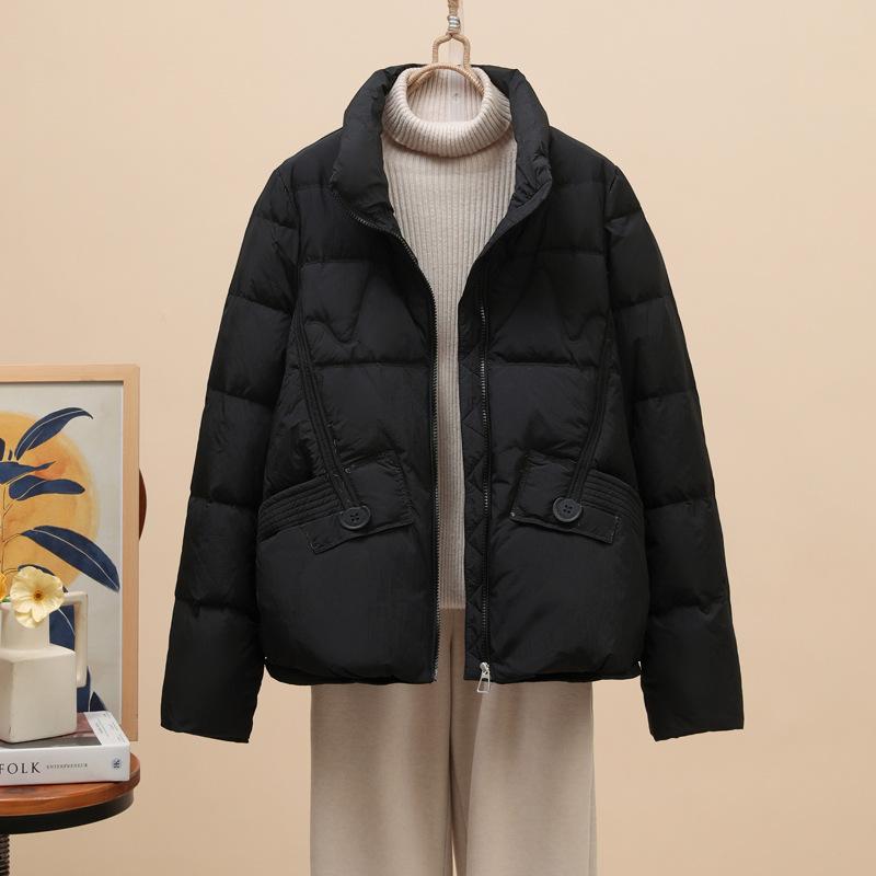 New Winter Fashion Foreign Style Loose Warm White Duck Down Jacket Stand-up Collar Short Thickened Down Jacket Women's Clothing