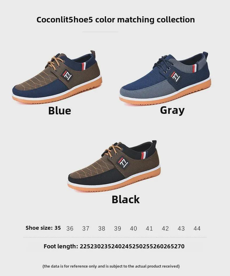 Męskie oddychające, lekkie, odporne na zużycie płócienne buty do biegania z podeszwą z kauczuku – wszechstronne na jesień i do prowadzenia samochodu.