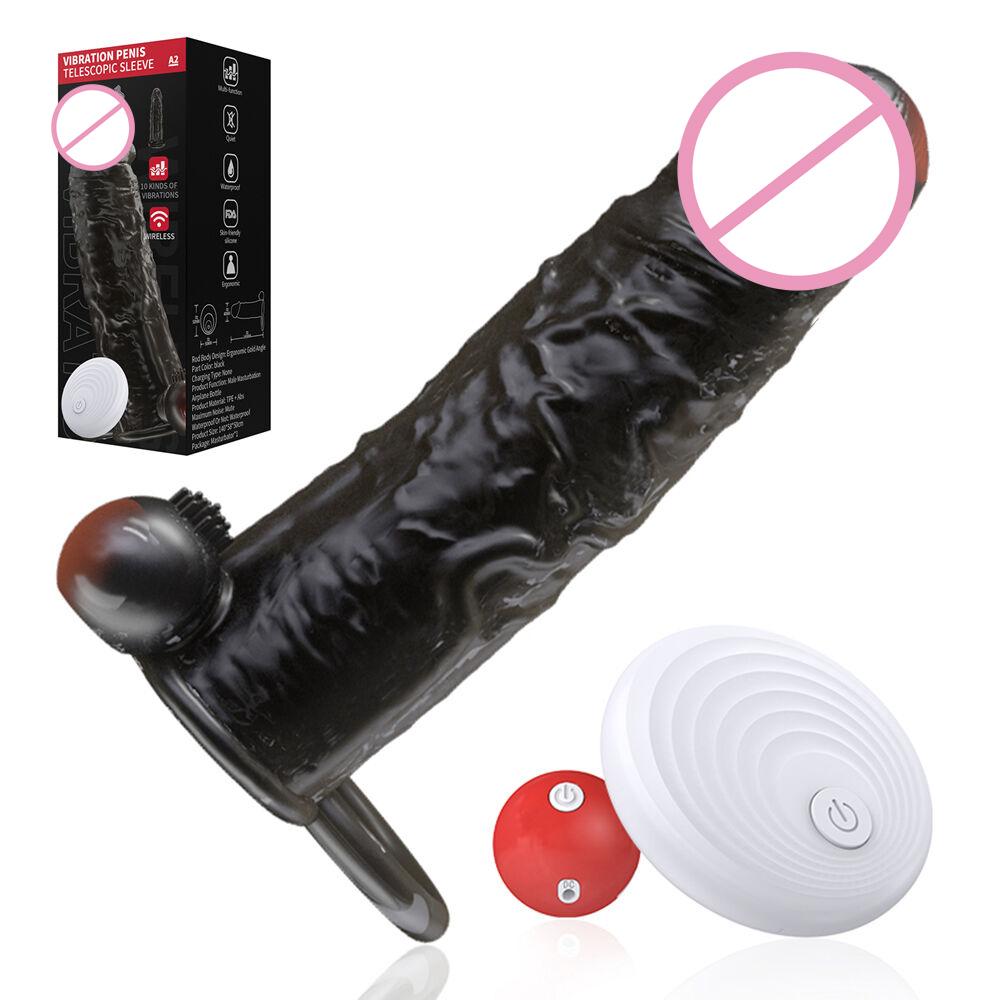 Vibrating Condoms Enlargement For Men Reusable Condoms Dildo Vibrator Penis Ring Sleeve Adult Sex Shop Sex Toy for Couples