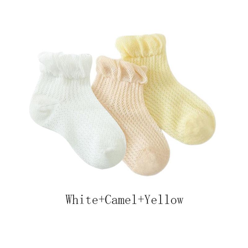 3 Pairs Cotton Girls Socks for Spring Summer Ruffles Mesh Baby Socks Children Baby Little Girl Clothing Cute Accessories