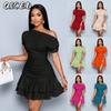 Women's Fashion Summer Spring Solid Color Print Short Sleeve Casual Dresses