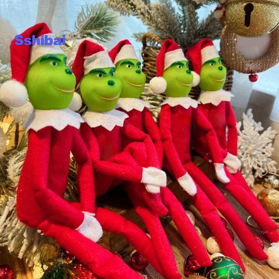 Christmas Elf Doll PVC Toy Eco-friendly Soft Texture Versatile Green Elf Ornament for Festive Decor